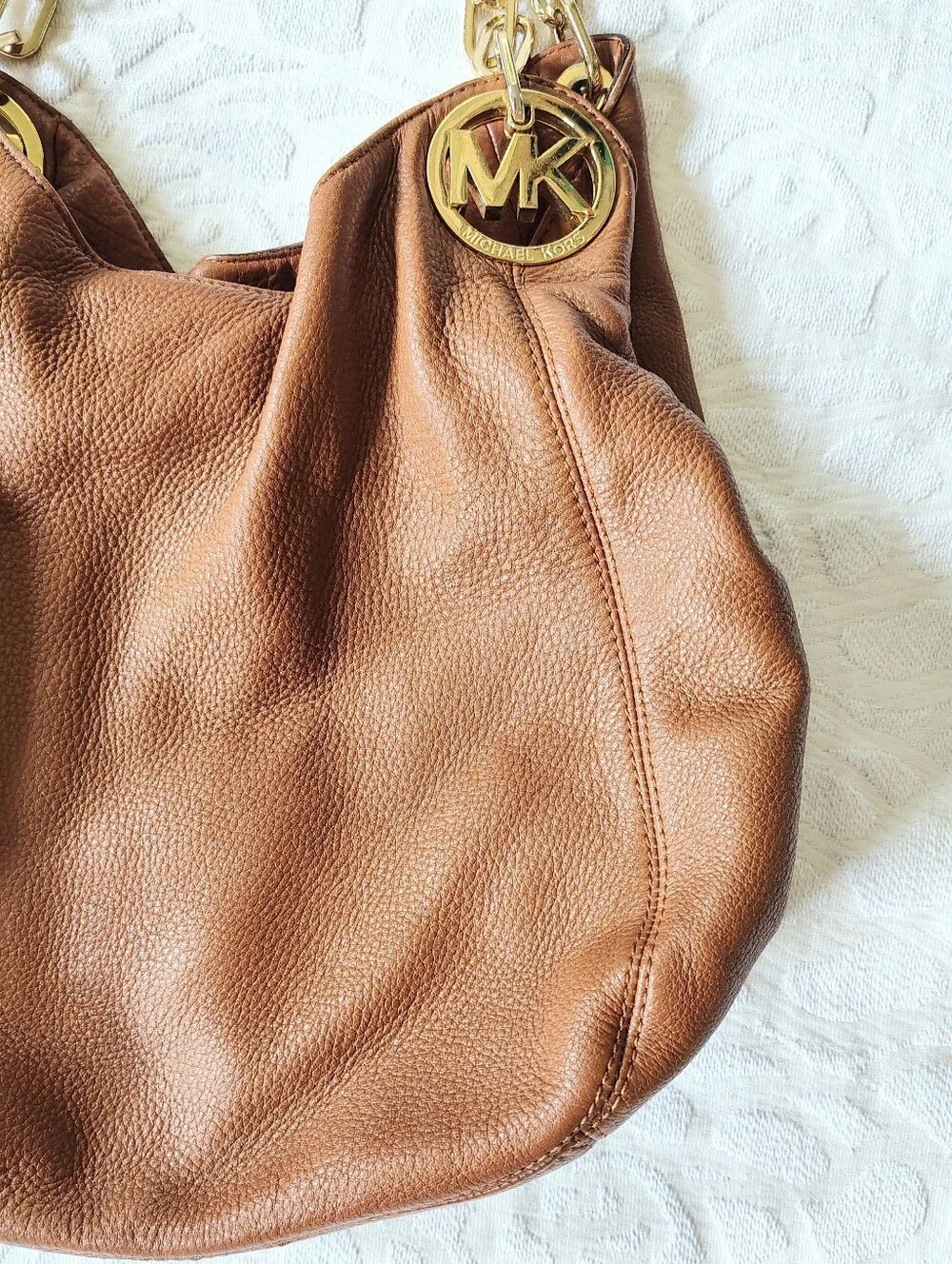 Michael Kors Fulton Large Shoulder Bag Brown Leather